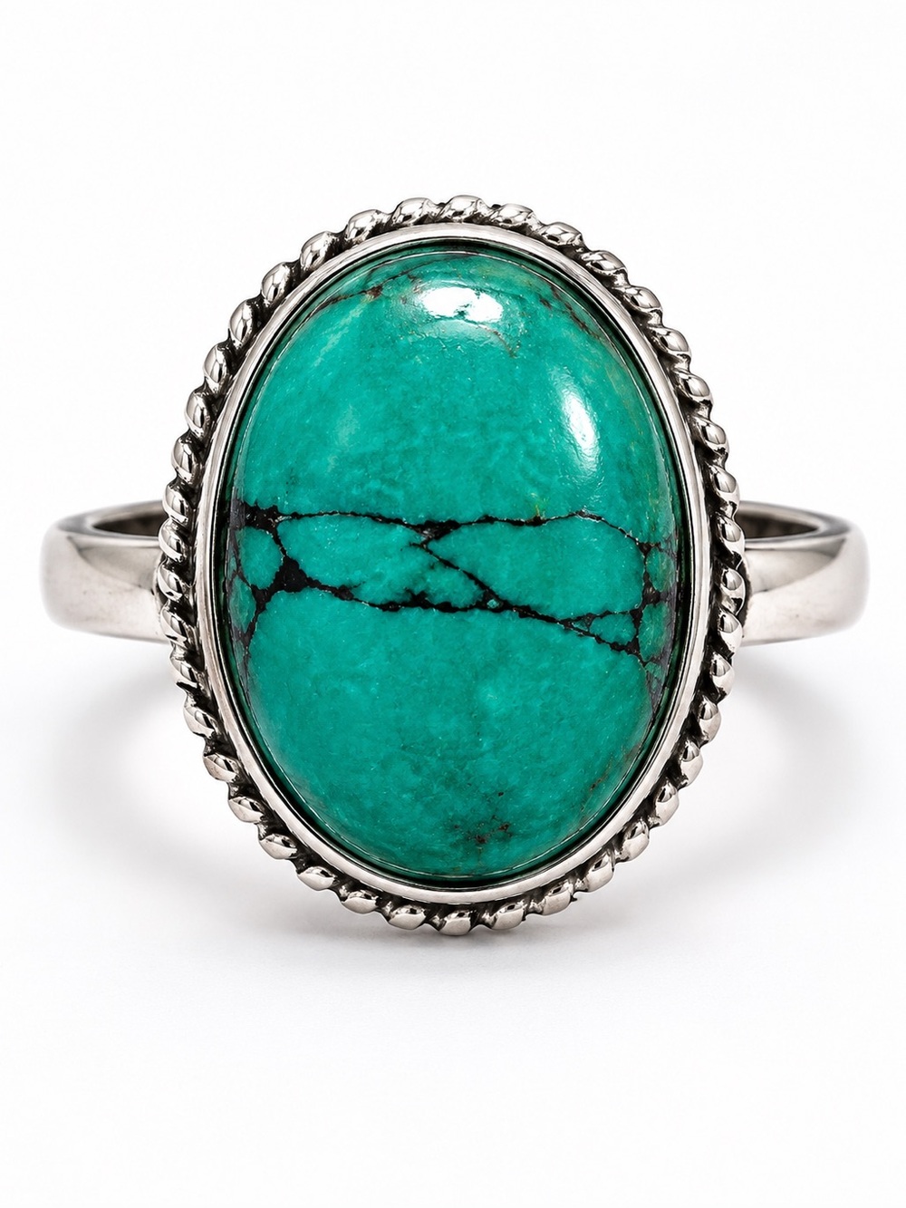 925 Stamped Sterling - Handcrafted Turquoise Stone Statement Ring